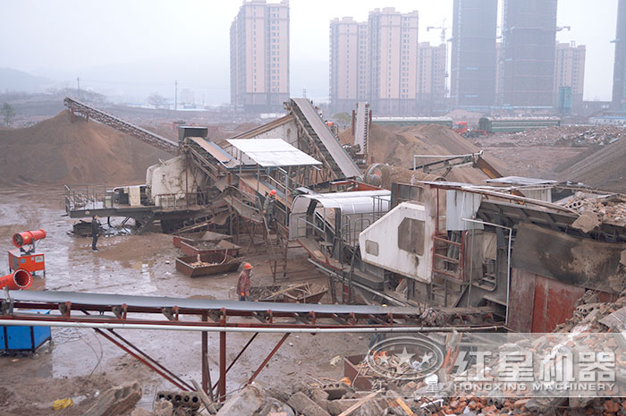 建筑垃圾回收粉碎機湖南客戶現場