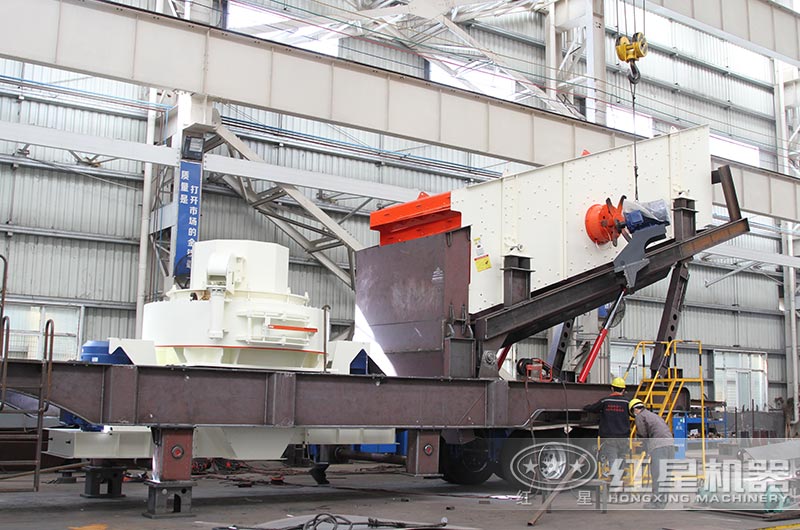 移動式制砂機車間生產(chǎn)中