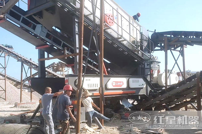 輪胎式移動粉沙一體機(jī)現(xiàn)場