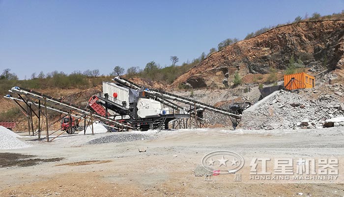 車載式石子磕碎機就地作業現場