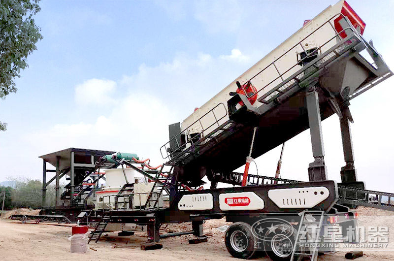 輪胎式可移動的鵝卵石制沙機