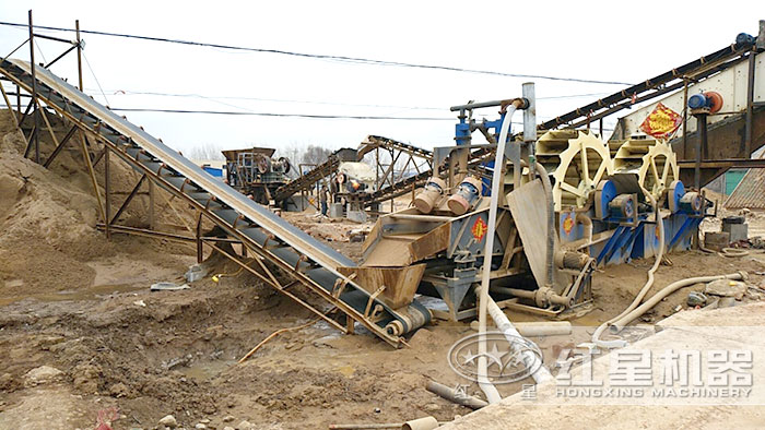 兩輪斗洗砂機作業現場