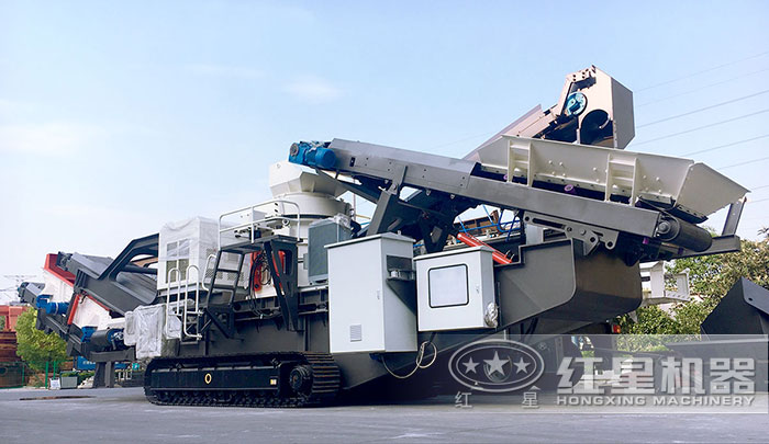 全自動(dòng)移動(dòng)式履帶建筑垃圾破碎機(jī)搭載圓錐破碎機(jī)