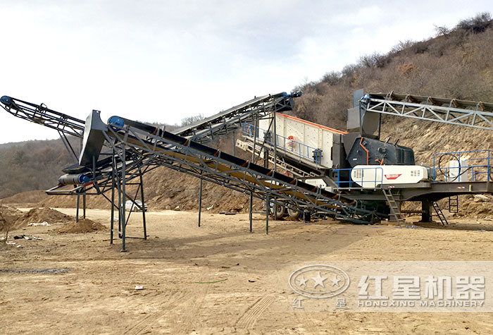 小型車式流動石子粉碎機搭載反擊破