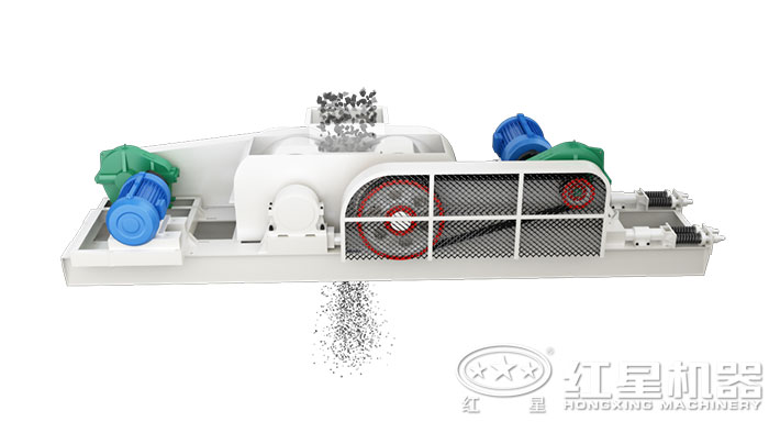 對輥破碎機(jī)加工物料演示