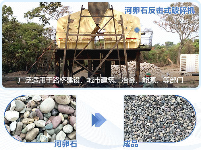 河卵石反擊破碎機(jī)物料成品展示