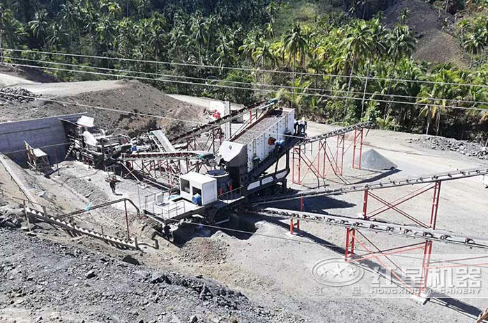 時(shí)產(chǎn)100噸圓錐移動(dòng)式破碎機(jī)生產(chǎn)現(xiàn)場(chǎng)——廣西