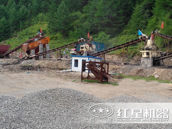 日產500方（約800噸）石子生產線現場